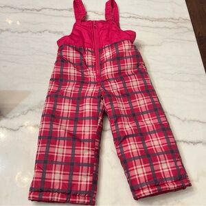 Osh Kosh B’Gosh Pink Plaid Snow Pants With A Bib Girls 2T